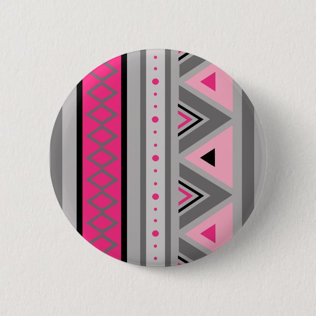 Moderne Südwestgeometrie, Rosa und Grau Button (Vorderseite)