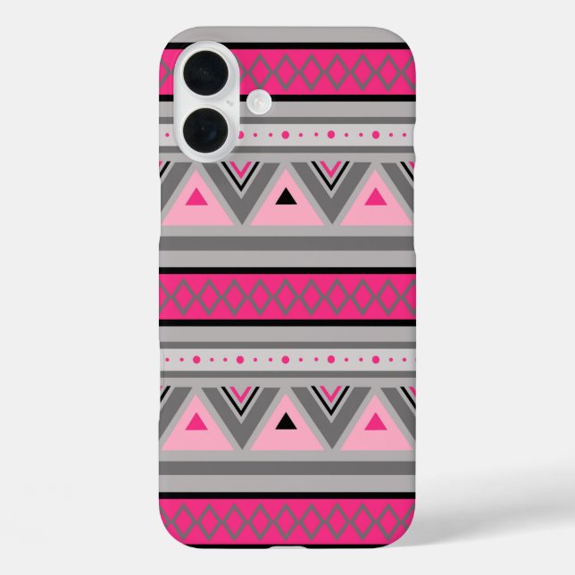 Moderne Südwestgeometrie, Rosa und Grau Case-Mate iPhone Hülle (Rückseite)