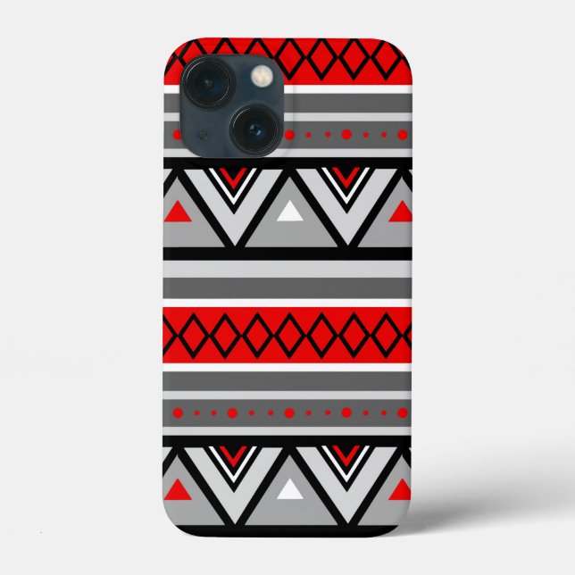 Moderne Südwestgeometrie, Rot & Grau / Grau Case-Mate iPhone Hülle (Rückseite)