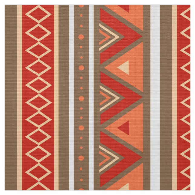 Moderne Südwestgeometrie, Taupe & Orange Stoff (Muster)