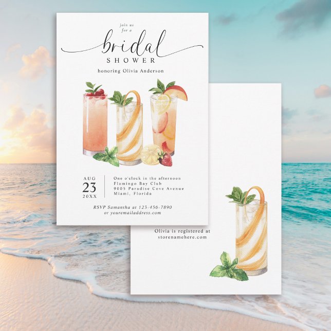 Moderne Summer Cocktails Bridal Dusche Einladung (Available in both printed and digital download formats!)