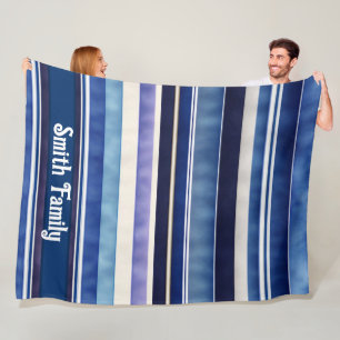 Moderne Summer Navy Blue Boat Stripes Collection Fleecedecke