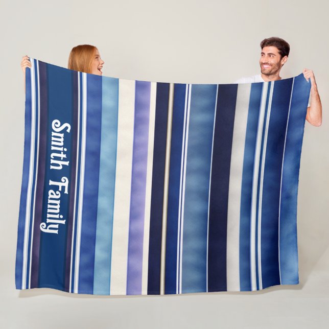Moderne Summer Navy Blue Boat Stripes Collection Fleecedecke (Beispiel)