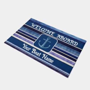 Moderne Summer Navy Blue Boat Stripes Collection Fußmatte