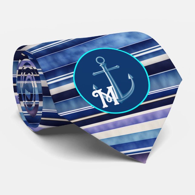 Moderne Summer Navy Blue Boat Stripes Collection Krawatte (Gerollt)