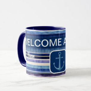 Moderne Summer Navy Blue Boat Stripes Collection Tasse