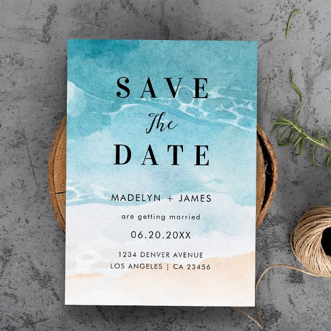Moderne Summer Ocean Beach Hochzeit Save The Date (Modern Summer Ocean Beach Wedding Save The Date
)