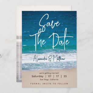 Moderne Summer Ocean Waves Foto Beach Hochzeit Save The Date