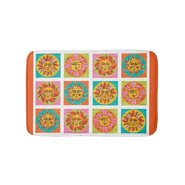 Moderne Sun Faces Dish Drainer - Mitte des Jahrhun Badematte (Vorderseite)