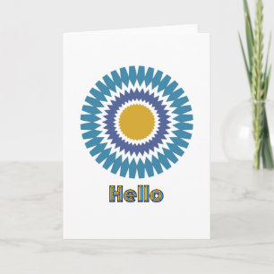 Moderne Sunburst Note Card in Blau und Gold