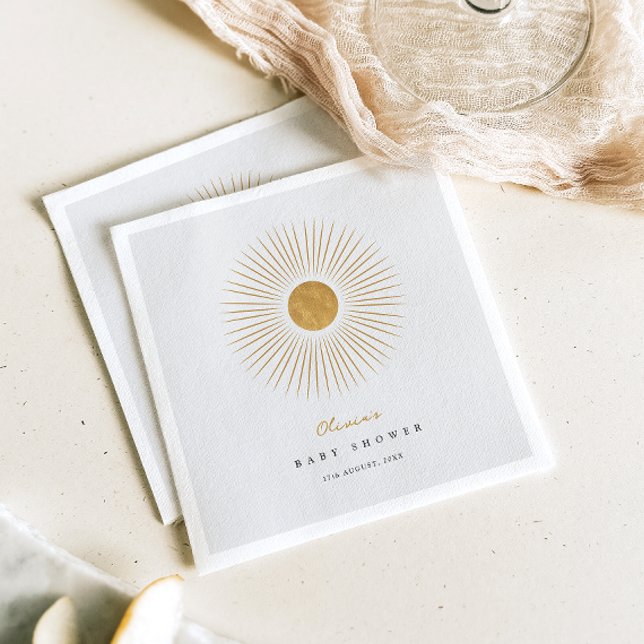 Moderne Sunshine Baby Dusche Minimal Papier Napkin Serviette (Von Creator hochgeladen)