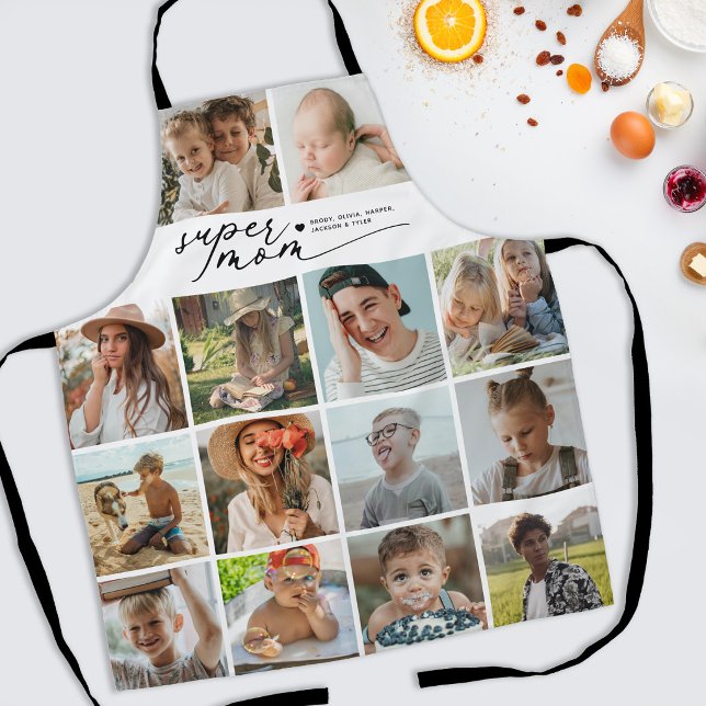 Moderne Super-Mama 10-Foto-Collage Schürze (Von Creator hochgeladen)