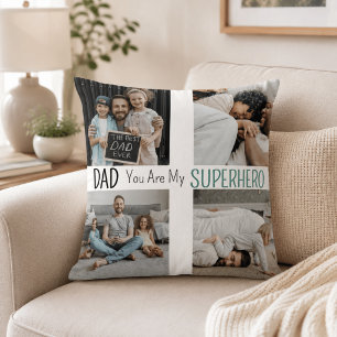 Moderne Superhelden-Familien-Foto-Collage für den Kissen