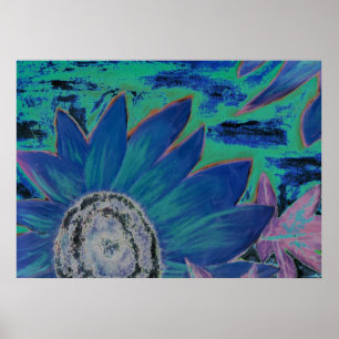 Moderne surreale Malerei des blauen Öls der Poster
