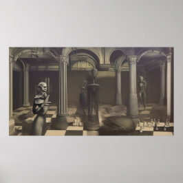 Moderne surrealistische abstrakte Schachfiguren Poster
