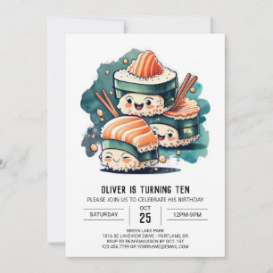 Moderne Sushi Delights Geburtstag Einladung