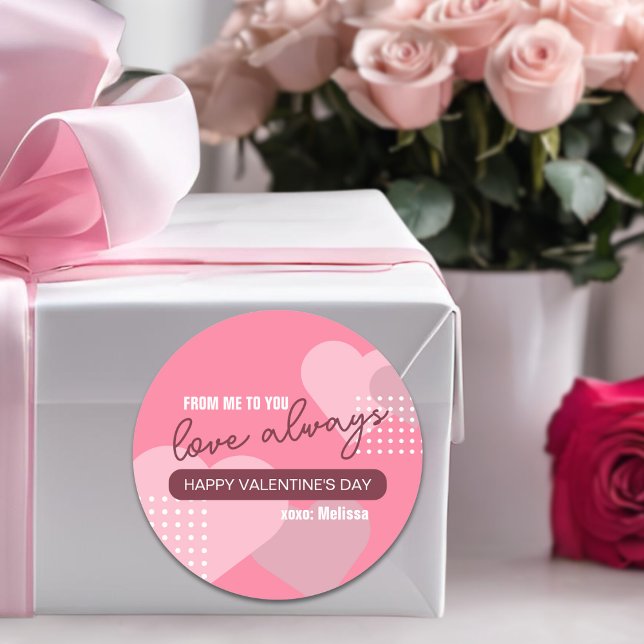 Moderne süß rosa Liebe immer Valentinstag Runder Aufkleber (Von Creator hochgeladen)