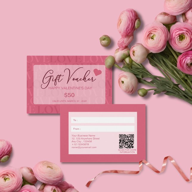 Moderne süß-rosa Liebe Valentinstag Gutschein (Von Creator hochgeladen)