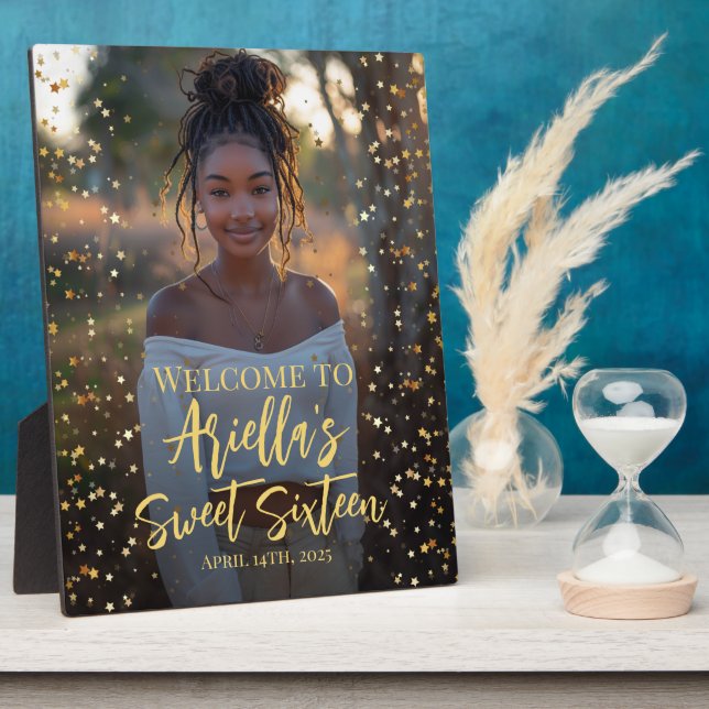 Moderne, süße 16 Party Foto Begrüßungstabelle Fotoplatte (Seite)