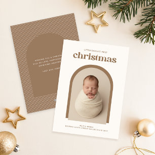 Moderne süße Baby-First-Christmas-Bogen-Foto Feiertagskarte