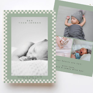 Moderne süße grüne weiße Babynamenskarte Feiertagskarte