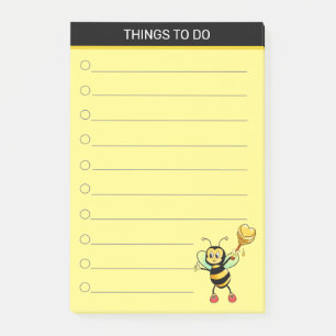 Moderne süße Honigbiene auf Schwarz & Gelb Post-it Klebezettel