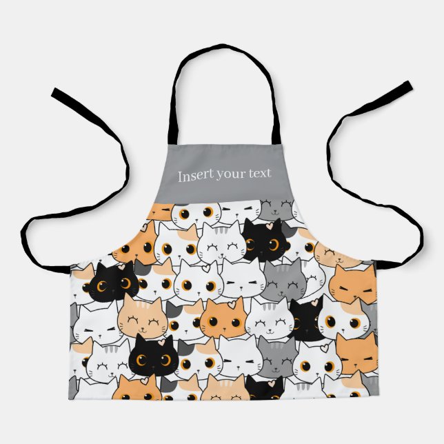 Moderne süße Kawaii-Katzen-Muster-Schürze Schürze (Vorderseite)