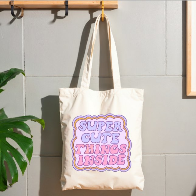 Moderne süße Lavendel Hellrosa Schrift Tragetasche (Super cute things inside tote bag )