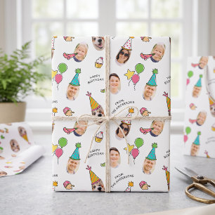 Moderne süße lustige Geburtstagshüte Foto Geschenkpapier
