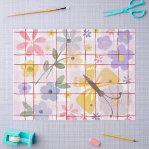 Moderne süße Mädchen-Botanik-Kunst farbenfroh Seidenpapier