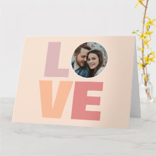 Moderne Süße Pfirsich Liebe Typografie Foto  Karte
