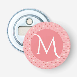 Moderne süße rosa gepunktete Monogramm Flaschenöffner