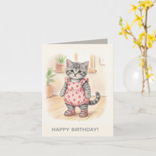 Moderne süße rosa Kitty-Kinder-Geburtstagsdesigns Karte