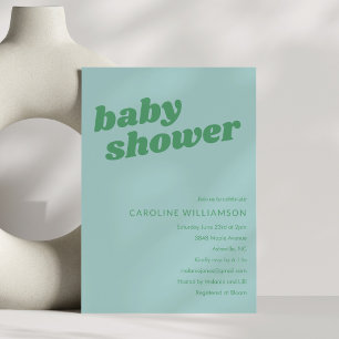 Moderne süße weiche blaue grüne Retro-Baby-Party Einladung