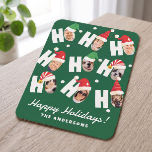 Moderne süße Weihnachtsmannhüte Neun Familienfotos Feiertagskarte
