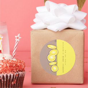 Moderne süße Zitronenscheibe Streusel Baby Shower Runder Aufkleber