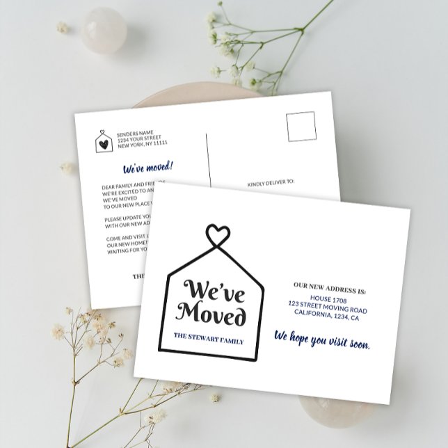Moderne süße Zuhause Wir haben eine neue Adresse Postkarte (Modern Sweet Home We've Moved New Address Postcard)