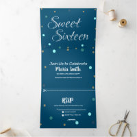 Moderne Sweet 16 Gold Blue Dots