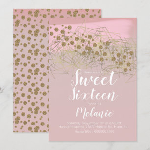 Moderne Sweet 16 Rosita Gold Geometrische Blush Einladung