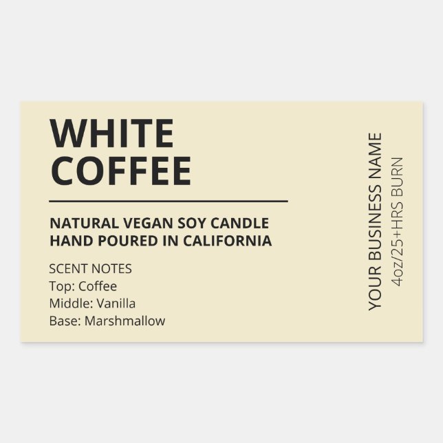 Moderne Sweet Coffee Soy Candle Labels Rechteckiger Aufkleber (Vorderseite)