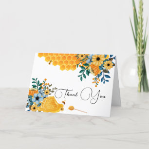 Moderne Sweet Honey Bee Floral Baby Dusche Dankeskarte