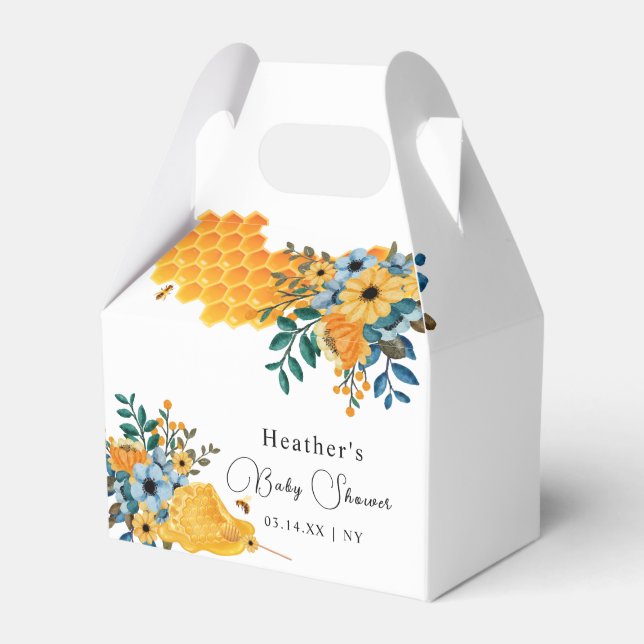 Moderne Sweet Honey Bee Floral Baby Dusche Geschenkschachtel (Vorderseite)