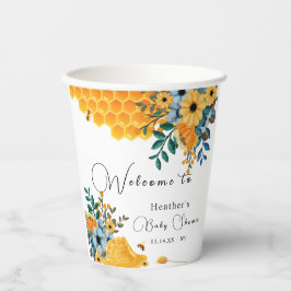 Moderne Sweet Honey Bee Floral Baby Dusche Willkom Pappbecher