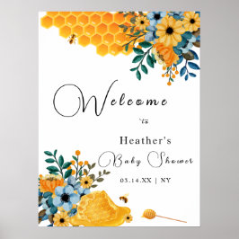 Moderne Sweet Honey Bee Floral Baby Dusche Willkom Poster