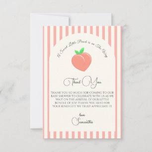 Moderne Sweet Little Peach Baby Dusche Dankeskarte