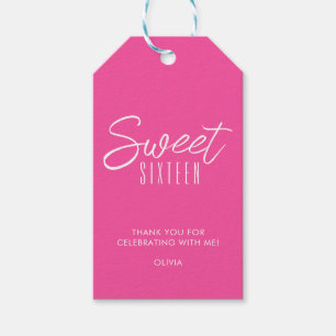 Moderne Sweet Sixteen Hot Pink Mädchen 16. Danke Geschenkanhänger
