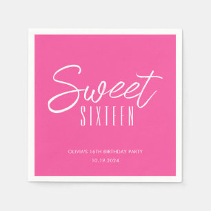 Moderne Sweet Sixteen Hot Pink Mädchen 16. Geburts Serviette