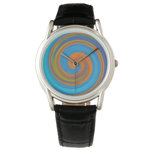 Moderne Swirl Abstrakt Art #17 Armbanduhr (Vorderseite)