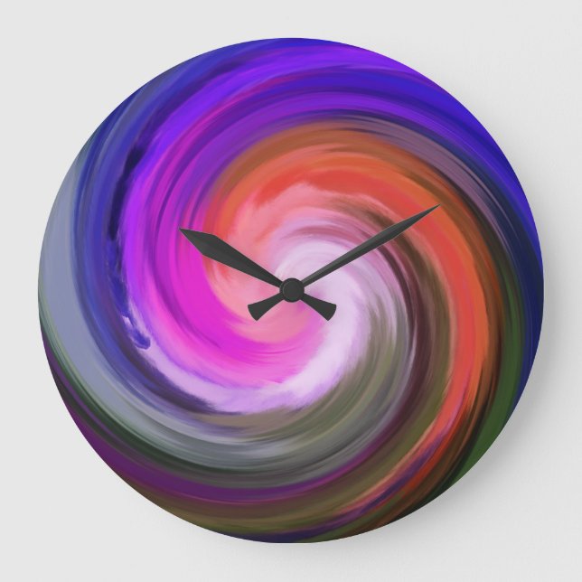 Moderne Swirl Abstrakt Art #34 Große Wanduhr (Vorderseite)