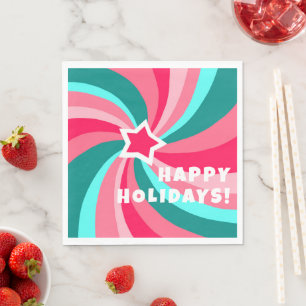 Moderne Swirl FROHE FEIERTAGE INDIVIDUELL Grün Pin Serviette